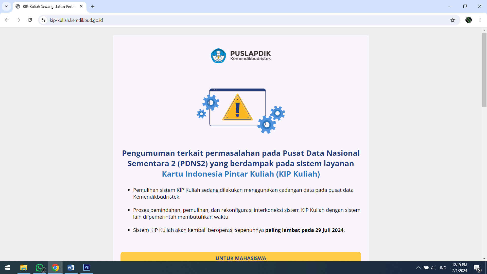 Pusat Data Nasional Diserang Ransomware, 800 Ribu Data Penerima KIP Kuliah Lenyap