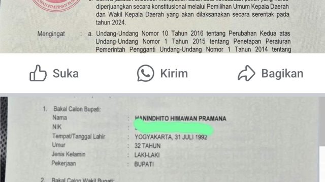 Pilkada Kediri 2024, PDIP Berikan Rekom kepada Dhito - Dewi