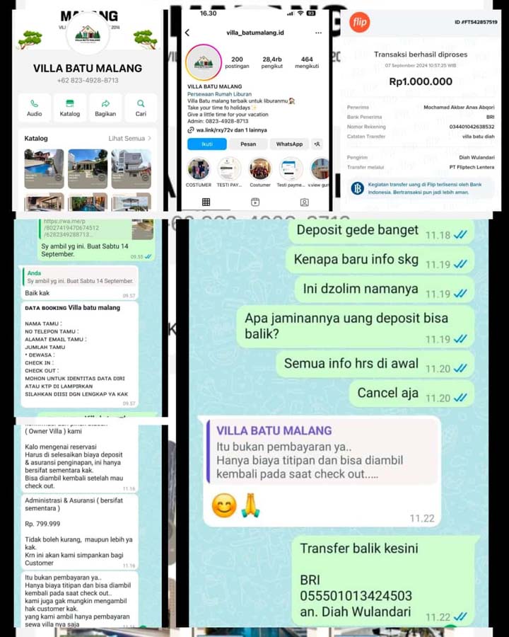 Waspada Akun Sewa Villa di Kota Batu Abal-abal