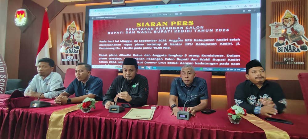KPU Kabupaten Kediri Tetapkan Dua Palson Bupati dan Wakil Bupati di Pilkada 2024