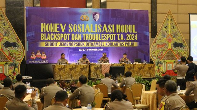 Korlantas Polri Gelar Monev Sosialisasi Modul Blackspot dan Trouble Spot