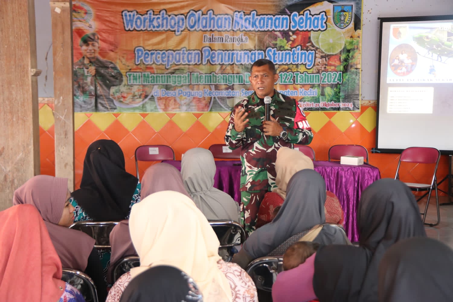 Percepatan Penurunan Stunting, TMMD 122 Kodim 0809/Kediri bersama Pemkab Kediri Gelar Workshop Olahan Makanan Sehat