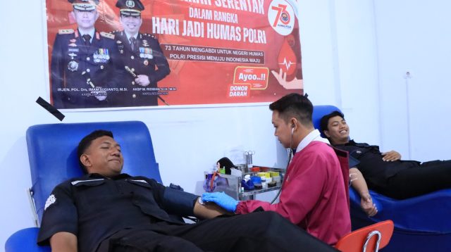 HUT ke-73 Humas Polri, Sihumas Polres Madiun Gelar Kegiatan Donor Darah