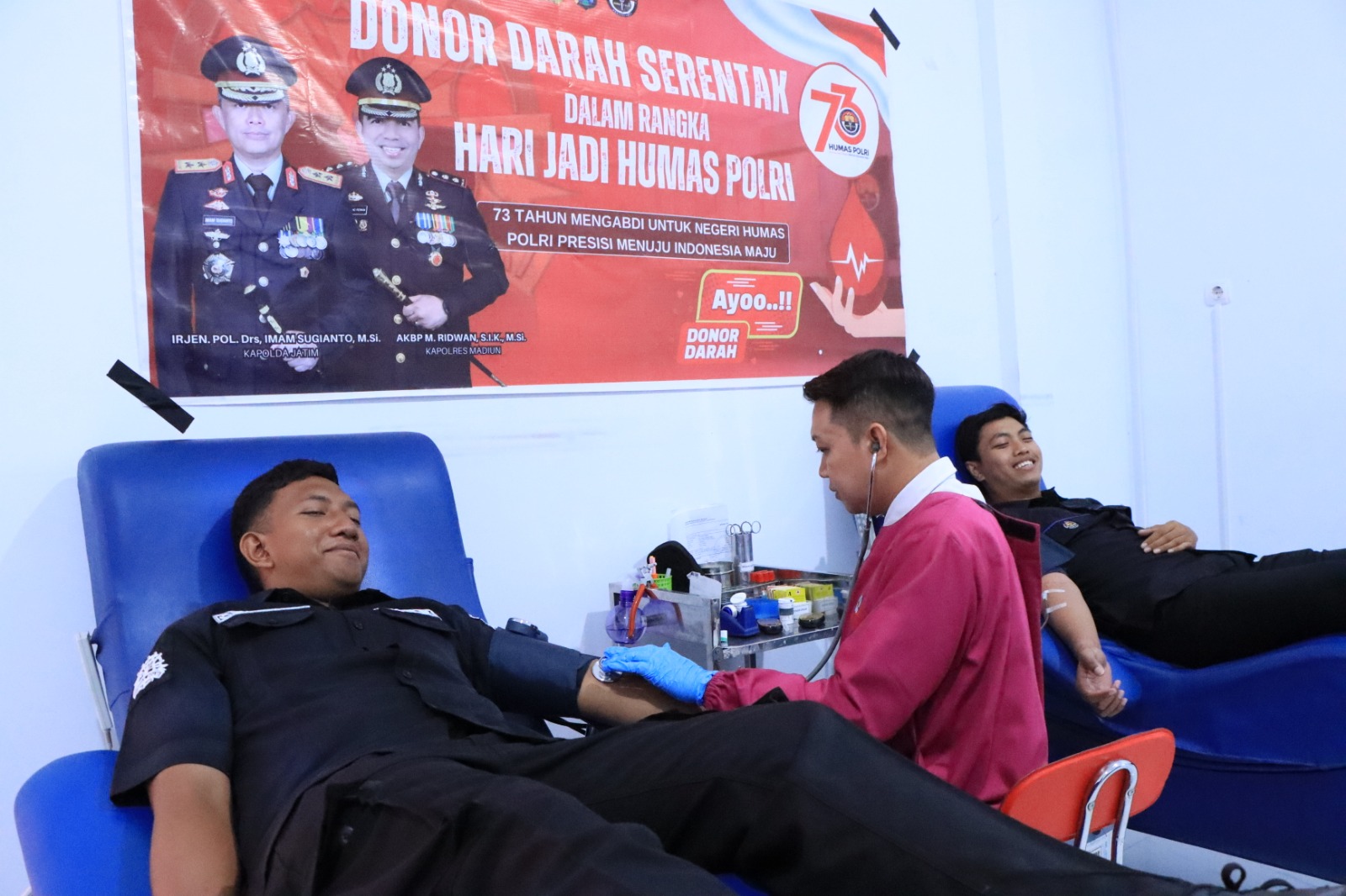 HUT ke-73 Humas Polri, Sihumas Polres Madiun Gelar Kegiatan Donor Darah