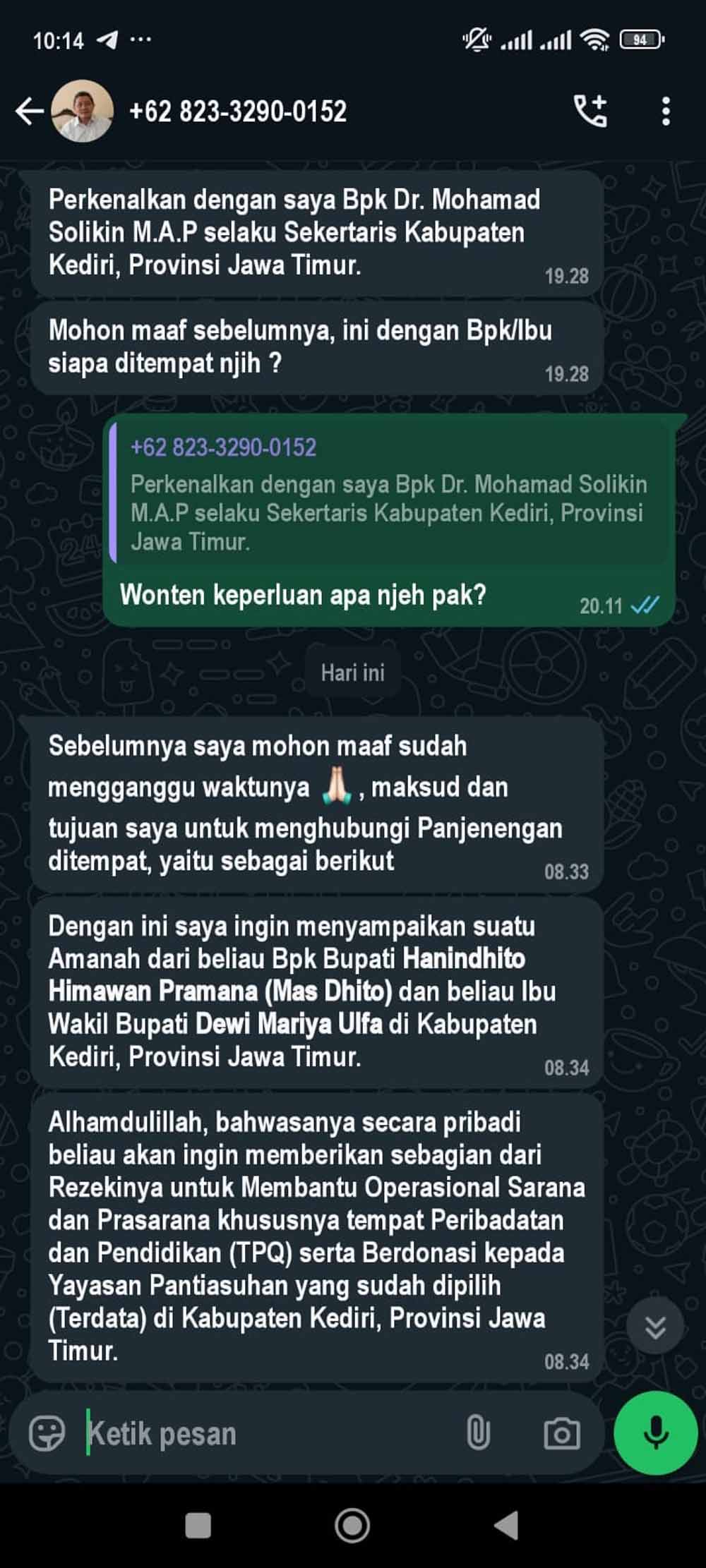 Pemkab Kediri Minta Warga Waspada Penipuan Pencatutan Nama Pejabat