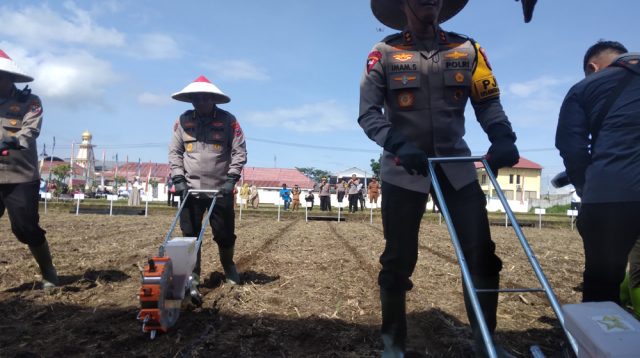 Kunjungan ke Blitar, Kapolda Jatim Tanam Benih Jagung Merek Bhayangkara