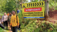 Tanah Ambles di Ngetos, Tim Gabungan Pasang Peringatan Dini
