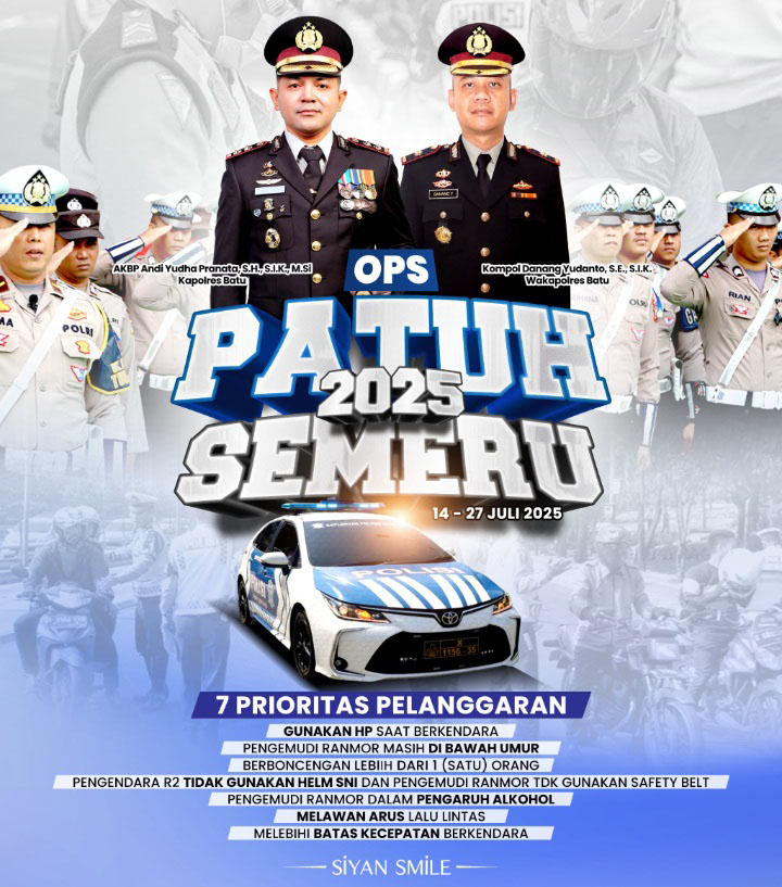 Operasi Patuh Semeru 2025 Digelar di Kota Batu, Ini 7 Pelanggaran yang Jadi Sasaran Polisi