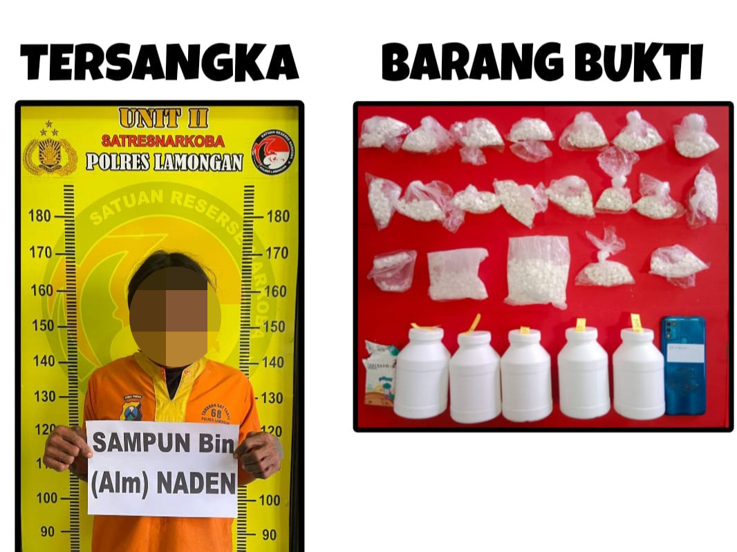 Edarkan Pil Dobel L, Warga Sarirejo Lamongan Ditangkap dengan 2.600 Butir Barang Bukti