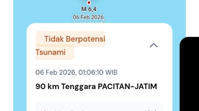 Gempa 6,4 Magnitudo Guncang Pacitan, Getarannya Terasa hingga Kota Batu dan Malang Raya