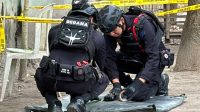 Polisi saat olah tempat kejadian perkara atau TKP temuan granat.