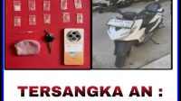 1000134609 Barang bukti sabu dan lainnya milik tersangka LPM asal Sumatera Utara di amankan di Mapolres Lamongan.