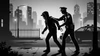 Ilustrasi polisi menangkap penjahat.
