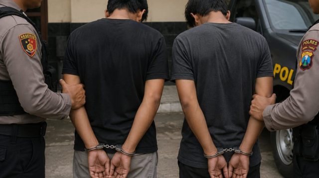 Dua pelaku diamankan di Polres Kediri.